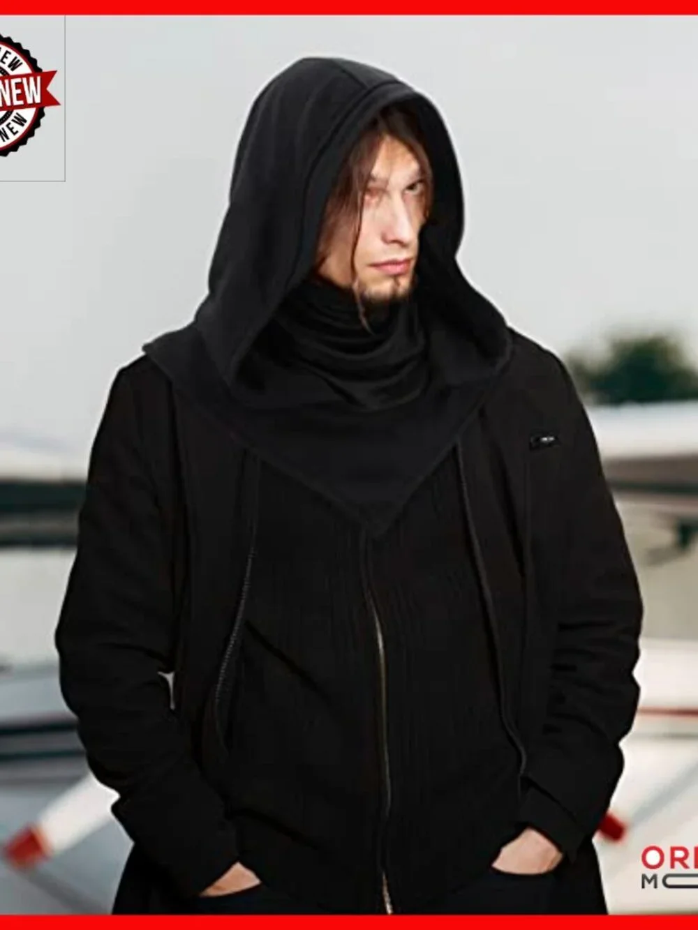Steampunk Hooded Cape Scarf with Mask, Unisex Free Size Cotton